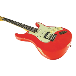 Eko Guitars Aire Relic Fiesta Red Chitarra Elettrica HSS Roasted Maple